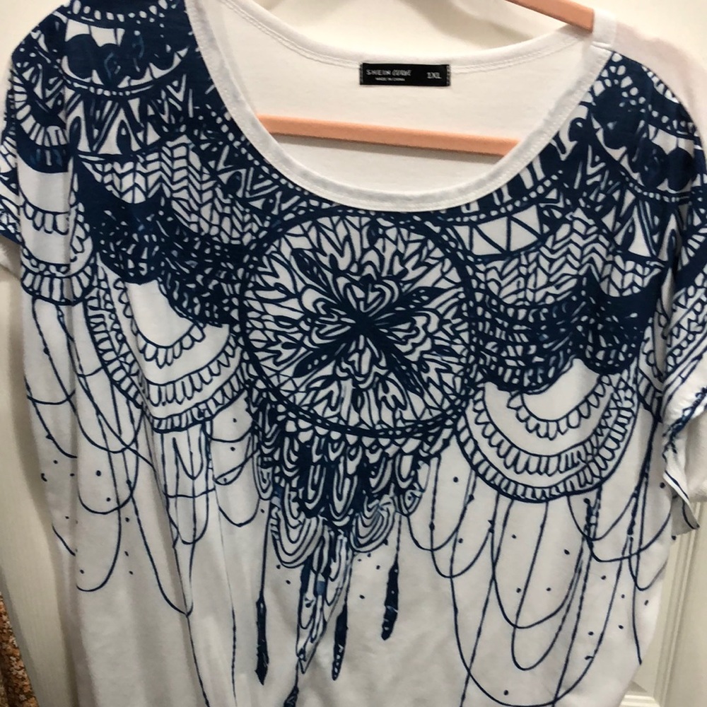 Blue and white blouse